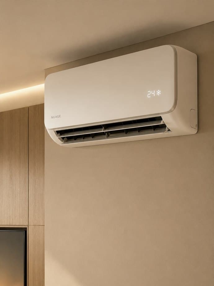 A wall-mounted air conditioning unit set to 24 degrees