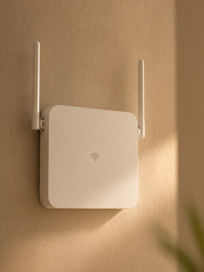 A wall-mounted Wi-Fi access point
